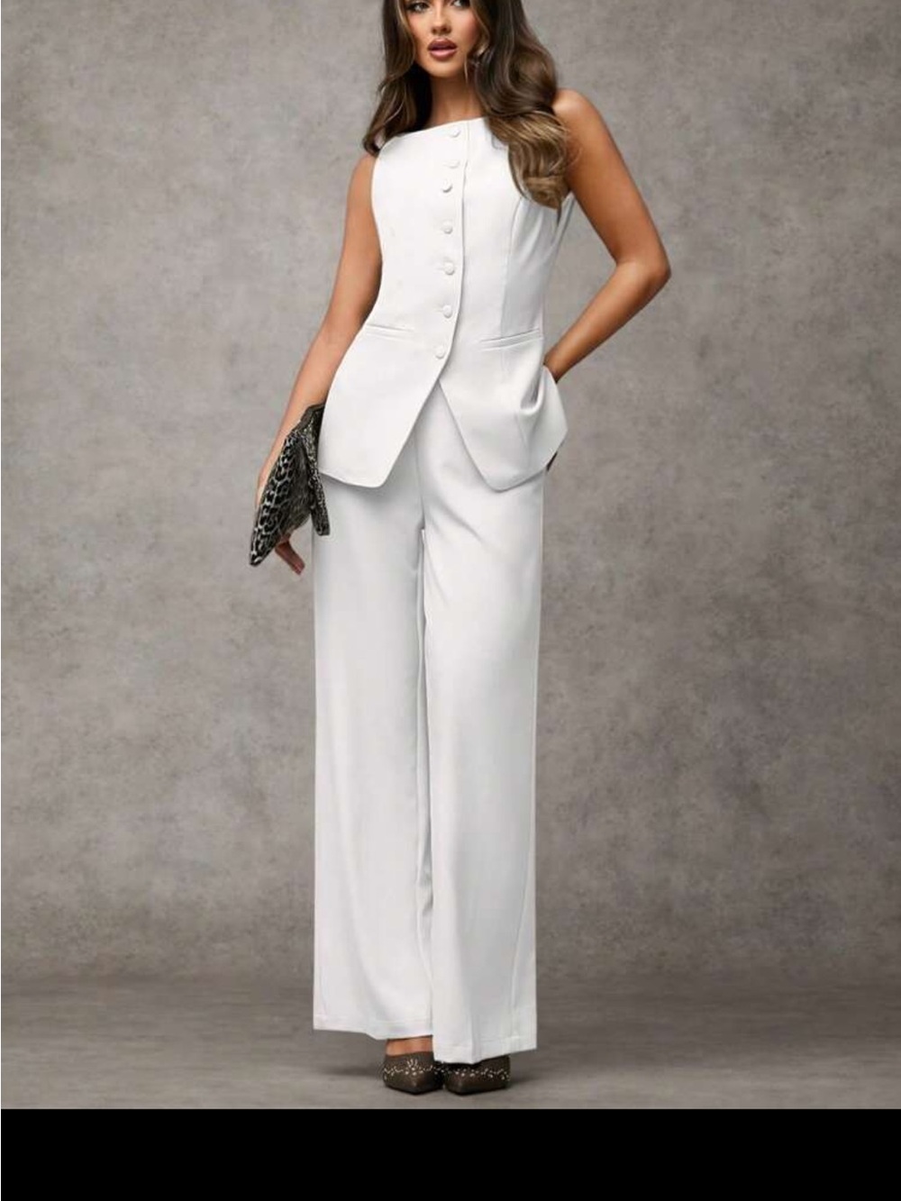White Womens Vest & Pants Set